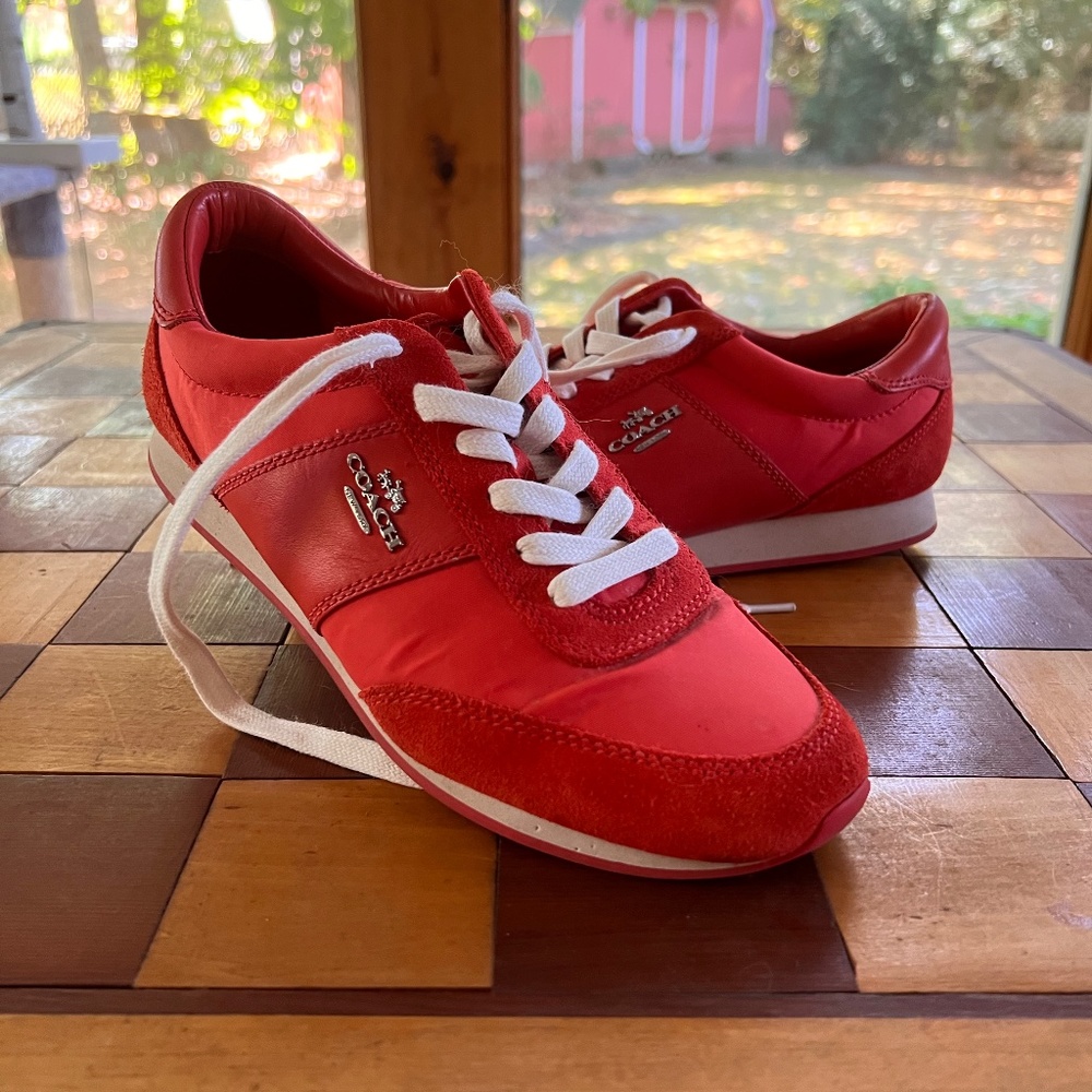 Red, Coach, sneakers